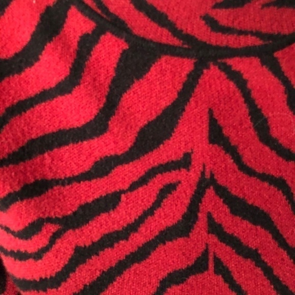 LUSH Deep Red\Black Animal Print Sweater Dress - Picture 4 of 7